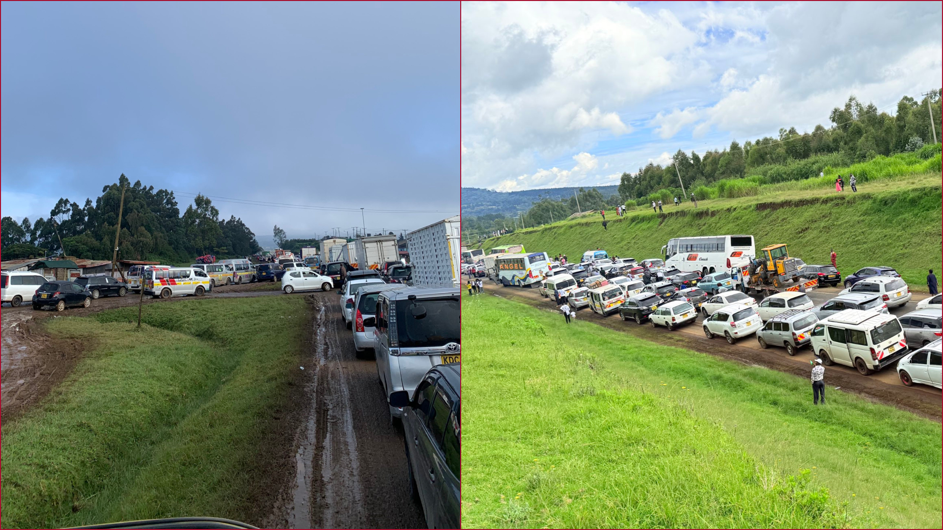 Views of the traffic snarl-up on the Nairobi-Nakuru Highway.